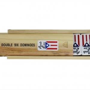X-TRA LG. FLAG DOMINOES WOOD CASE (20PCS.)
